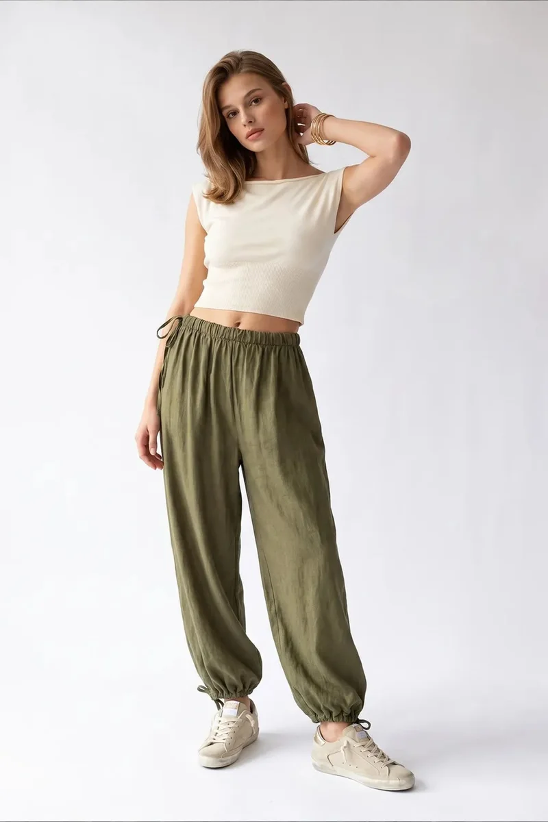ميكسراي MIXRAY Tencel Straight-Leg Pants