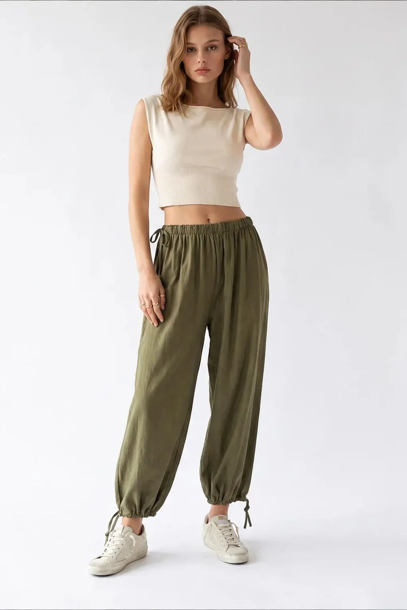 ميكسراي MIXRAY Tencel Straight-Leg Pants
