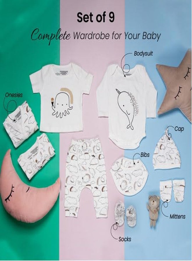 Mush Ultra Soft Bamboo Unisex Fabric Unisex Gift Set For New Born Baby/Kids Pack Of 9, (3-6 Month, Marine Life),Multicolor - Image 2