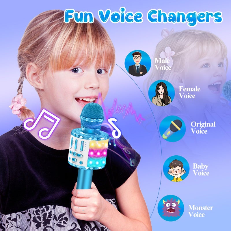 MicQutr Karaoke Microphone Toys for Kids, Wireless Bluetooth Mic with Lights & Speaker, Portable Home KTV Player System, Perfect Birthday Party for 3-12 Year Old Boys & Girls - Image 4