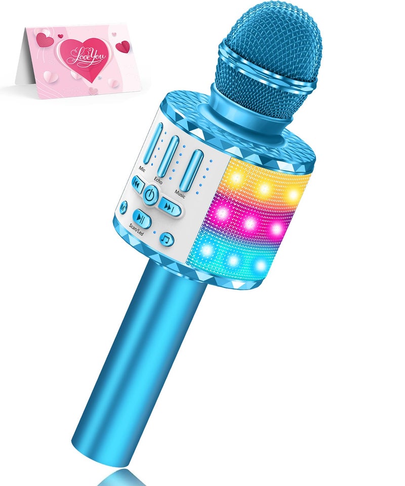 MicQutr Karaoke Microphone Toys for Kids, Wireless Bluetooth Mic with Lights & Speaker, Portable Home KTV Player System, Perfect Birthday Party for 3-12 Year Old Boys & Girls - Image 1