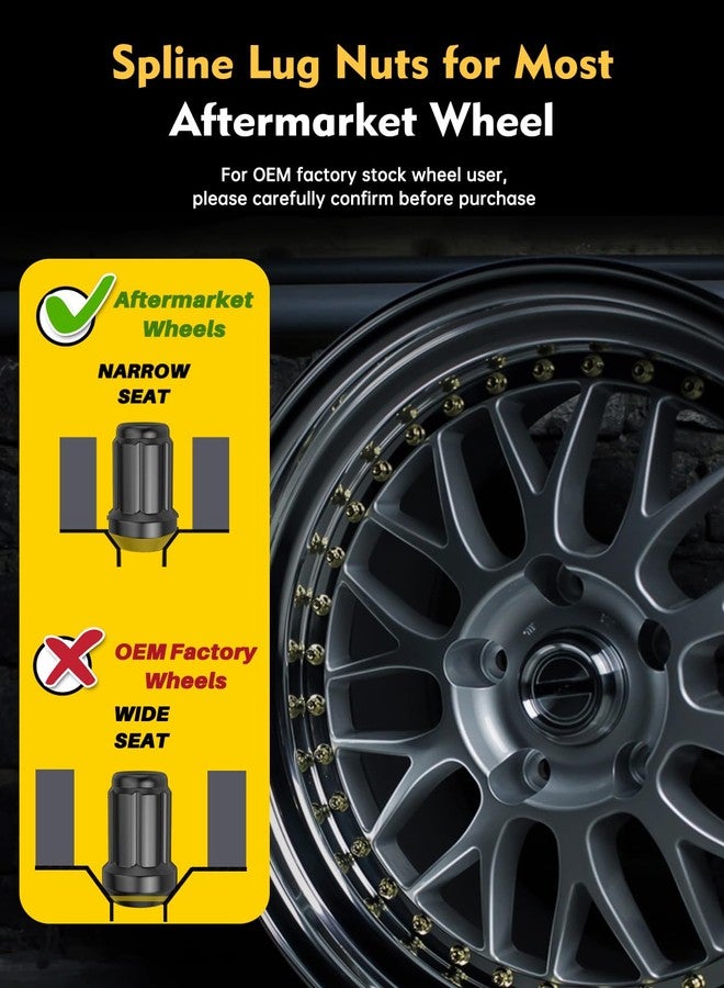MIKKUPPA M12x1.5 Lug Nuts - Replacement for 1994-2013 Chevy Impala, 1998-2022 Honda Accord/CRV/Civic, 2003-2008 Honda Pilot Aftermarket Wheel - 20pcs Closed End Spline Lug Nuts - Image 3