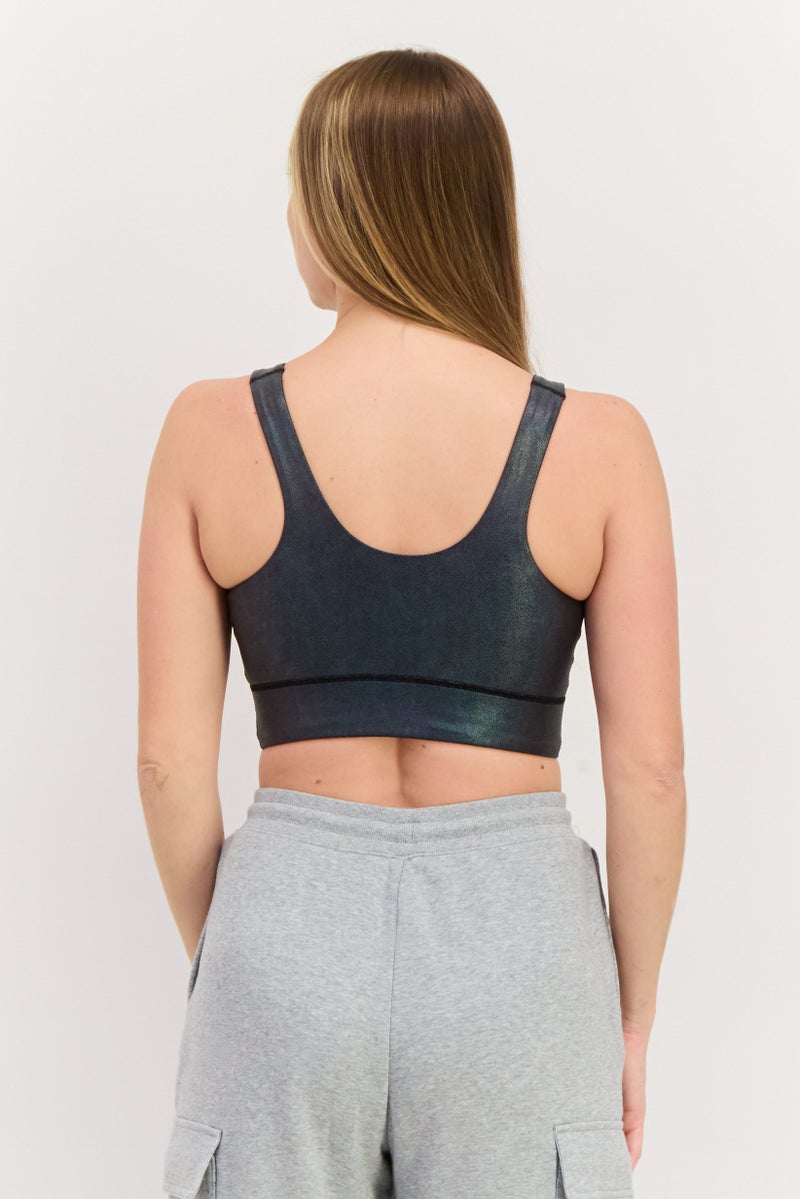 Adidas Women Brand Logo Padded Sports Bra, Carbon Black - Image 2