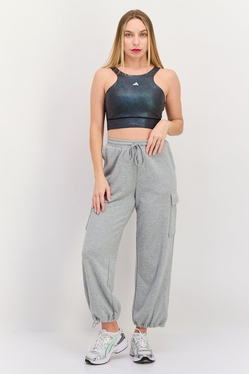 Adidas Women Brand Logo Padded Sports Bra, Carbon Black - Image 4