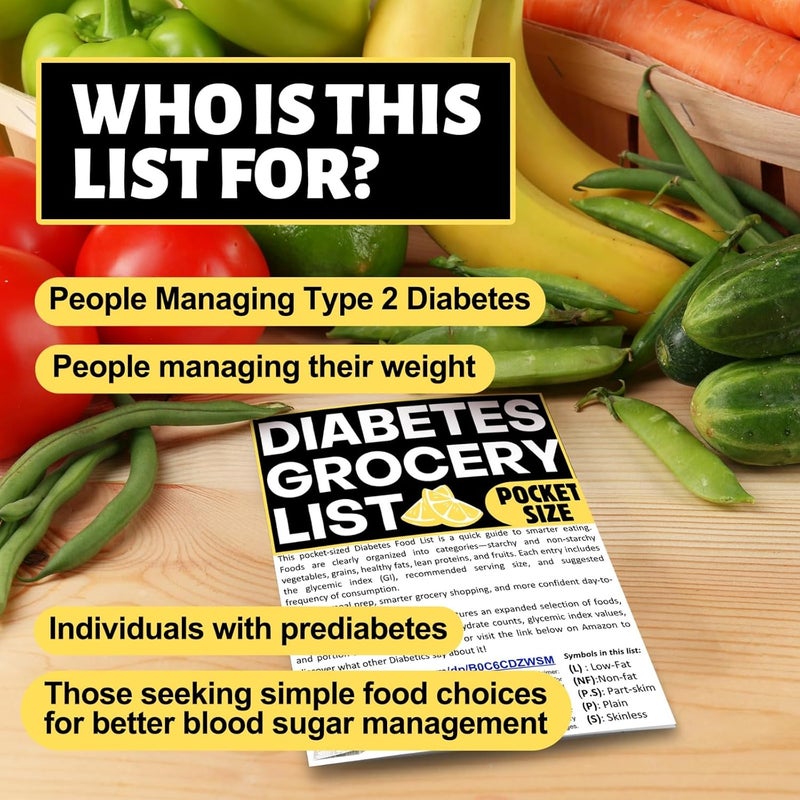 FODLIST Diabetic Cheat Sheet Laminated a Printable Type 2 Diabetes Food List Chart for Diabetic Meal Planning and grocery shopping Lists Low Glycemic Index Foods Pocket Size Brochure - Image 2