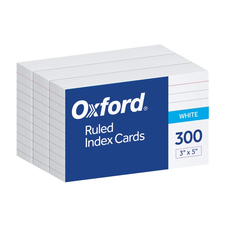 Oxford Ruled Index Cards, 3" x 5", White, Lined Index Flashcards, 300 per Pack (10022) - Image 1