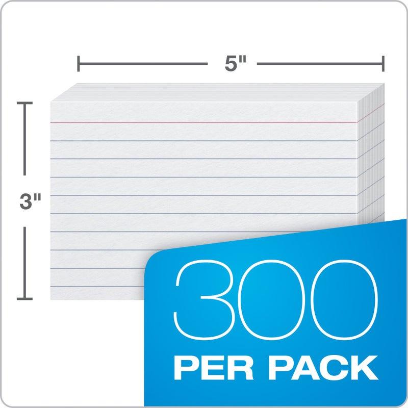 Oxford Ruled Index Cards, 3" x 5", White, Lined Index Flashcards, 300 per Pack (10022) - Image 3