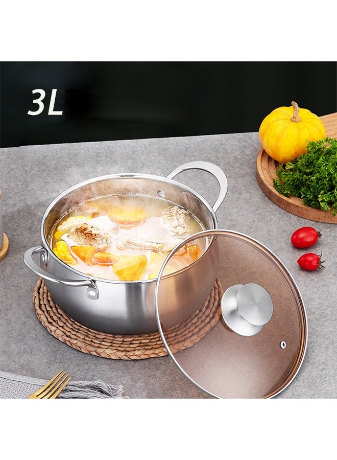 موندا قدر من الفولاذ المقاوم للصدأ مع غطاء، مقابض مزدوجة مقاومة للحرارة، غطاء مرئي، آمن للغسل في غسالة الأطباق، صحي وصديق للبيئة، مصنوع من طبقة معدنية واحدة. - Image 1