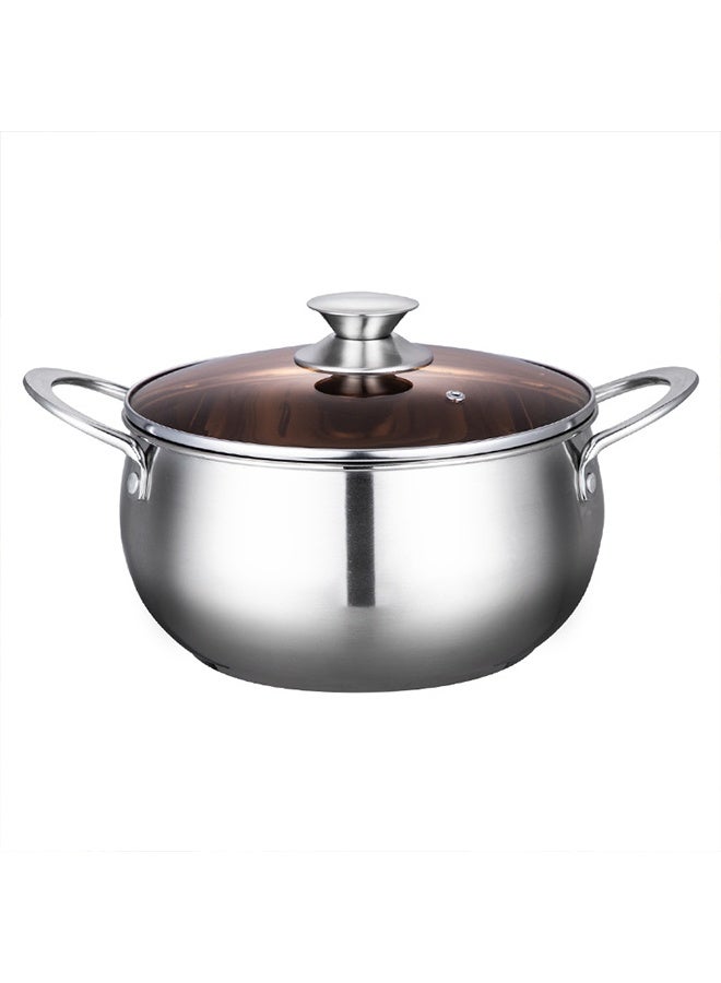 موندا قدر من الفولاذ المقاوم للصدأ مع غطاء، مقابض مزدوجة مقاومة للحرارة، غطاء مرئي، آمن للغسل في غسالة الأطباق، صحي وصديق للبيئة، مصنوع من طبقة معدنية واحدة. - Image 2