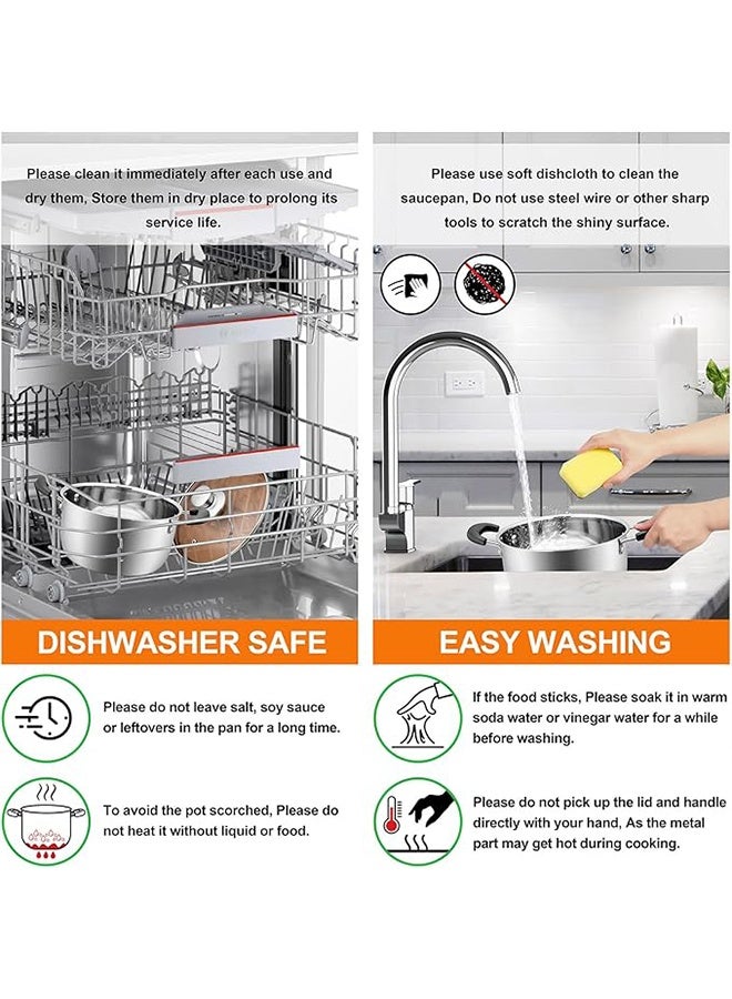 موندا قدر من الفولاذ المقاوم للصدأ مع غطاء، مقابض مزدوجة مقاومة للحرارة، غطاء مرئي، آمن للغسل في غسالة الأطباق، صحي وصديق للبيئة، مصنوع من طبقة معدنية واحدة. - Image 5