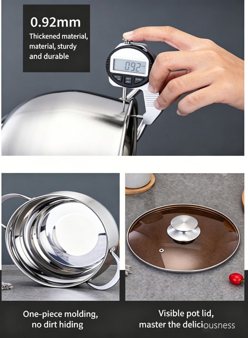 Monda Stainless Steel Saucepan with Glass Lid 3L – Heavy Duty Milk & Soup Pot, Induction Compatible, Heat Resistant Double Handles, Durable Kitchen Cooking Pot - Image 3