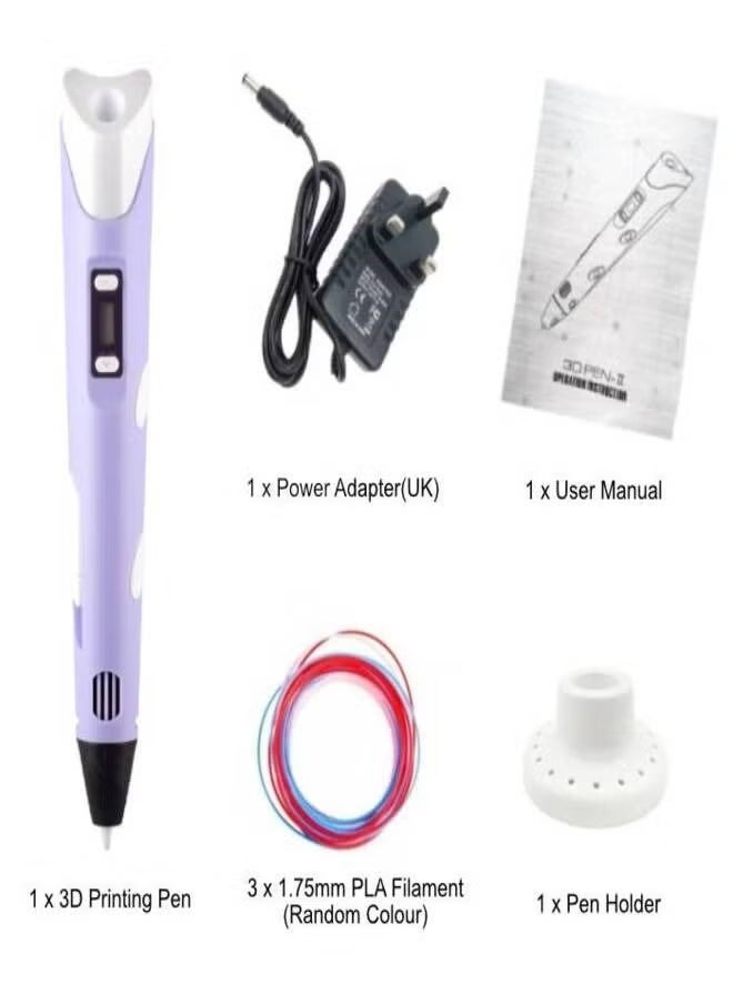 Raxoom 3D Printing Pen with Display - Contains 3D Pen, 3 PLA Filament Starting Colors, Stencil Book + Project Instructions and Charger  - Image 1