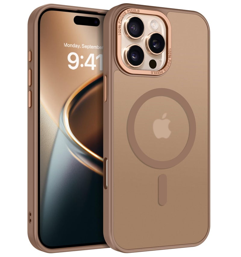 YINLAI for iPhone 16 Pro Case 6.3-inch,Magnetic Compatible with MagSafe, Slim Matte Anti-Fingerprint, Shockproof Full Body Military Grade Protection for iPhone 16 Pro Cover, Brown - Image 1