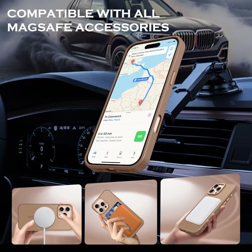 YINLAI for iPhone 16 Pro Case 6.3-inch,Magnetic Compatible with MagSafe, Slim Matte Anti-Fingerprint, Shockproof Full Body Military Grade Protection for iPhone 16 Pro Cover, Brown - Image 2