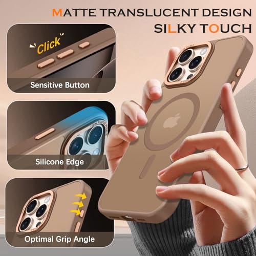 YINLAI for iPhone 16 Pro Case 6.3-inch,Magnetic Compatible with MagSafe, Slim Matte Anti-Fingerprint, Shockproof Full Body Military Grade Protection for iPhone 16 Pro Cover, Brown - Image 3