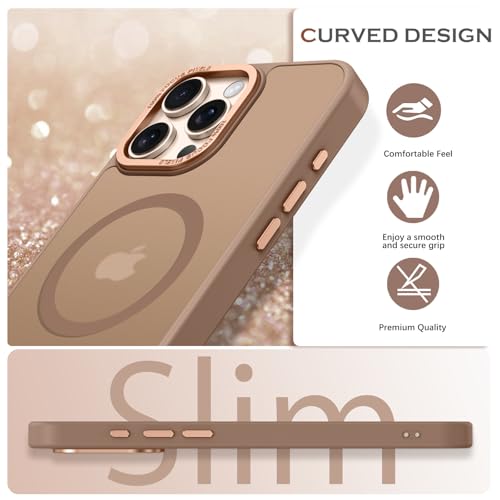 YINLAI for iPhone 16 Pro Case 6.3-inch,Magnetic Compatible with MagSafe, Slim Matte Anti-Fingerprint, Shockproof Full Body Military Grade Protection for iPhone 16 Pro Cover, Brown - Image 4