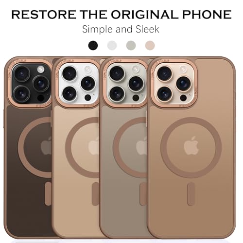 YINLAI for iPhone 16 Pro Case 6.3-inch,Magnetic Compatible with MagSafe, Slim Matte Anti-Fingerprint, Shockproof Full Body Military Grade Protection for iPhone 16 Pro Cover, Brown - Image 5