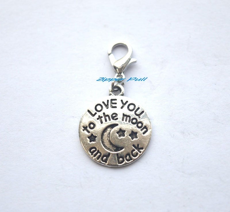 BOMUKE I Love You to the Moon & Back Handmade Zipper Pulls for Planner, Charm Bracelet, Purse & Backpack - Image 1