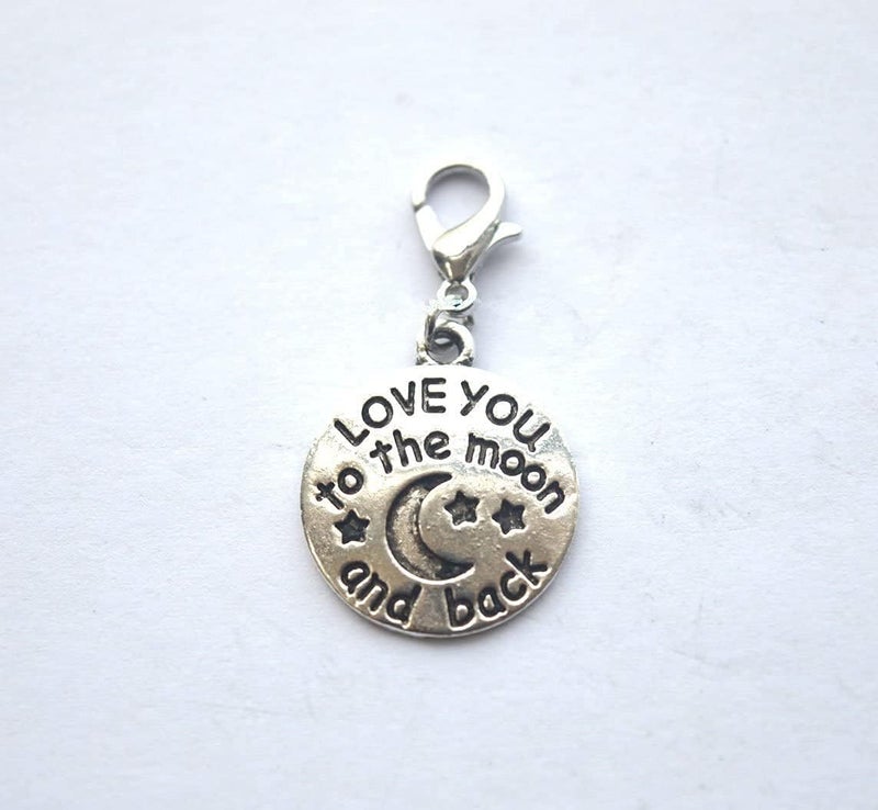 BOMUKE I Love You to the Moon & Back Handmade Zipper Pulls for Planner, Charm Bracelet, Purse & Backpack - Image 2