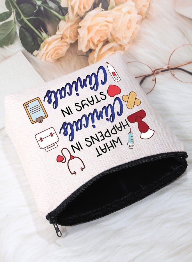 POFULL Nursing Clinical Instructor Gift What Happens in Clinicals Stays in Clinicals Cosmetic Bag Medical Gift (What Happens bag) - Image 3