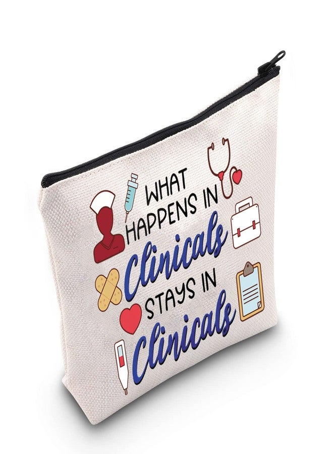 POFULL Nursing Clinical Instructor Gift What Happens in Clinicals Stays in Clinicals Cosmetic Bag Medical Gift (What Happens bag) - Image 1