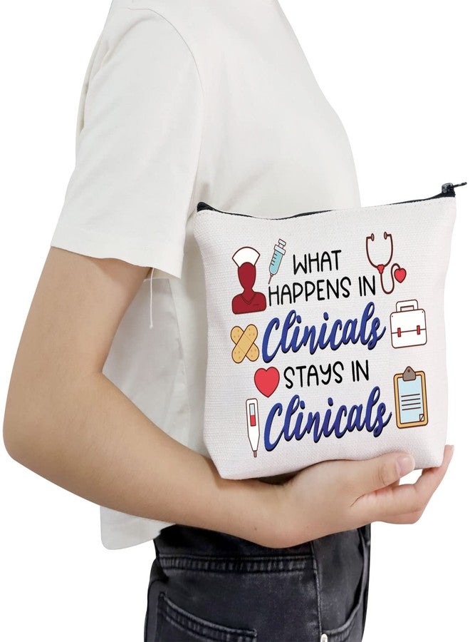 POFULL Nursing Clinical Instructor Gift What Happens in Clinicals Stays in Clinicals Cosmetic Bag Medical Gift (What Happens bag) - Image 5