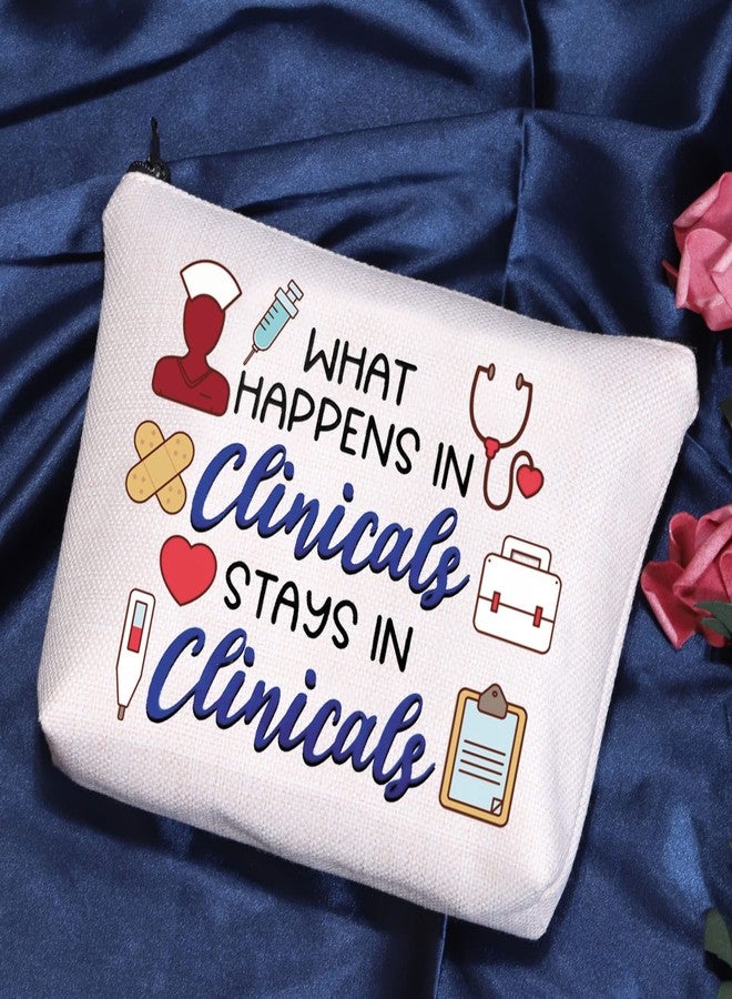 POFULL Nursing Clinical Instructor Gift What Happens in Clinicals Stays in Clinicals Cosmetic Bag Medical Gift (What Happens bag) - Image 2