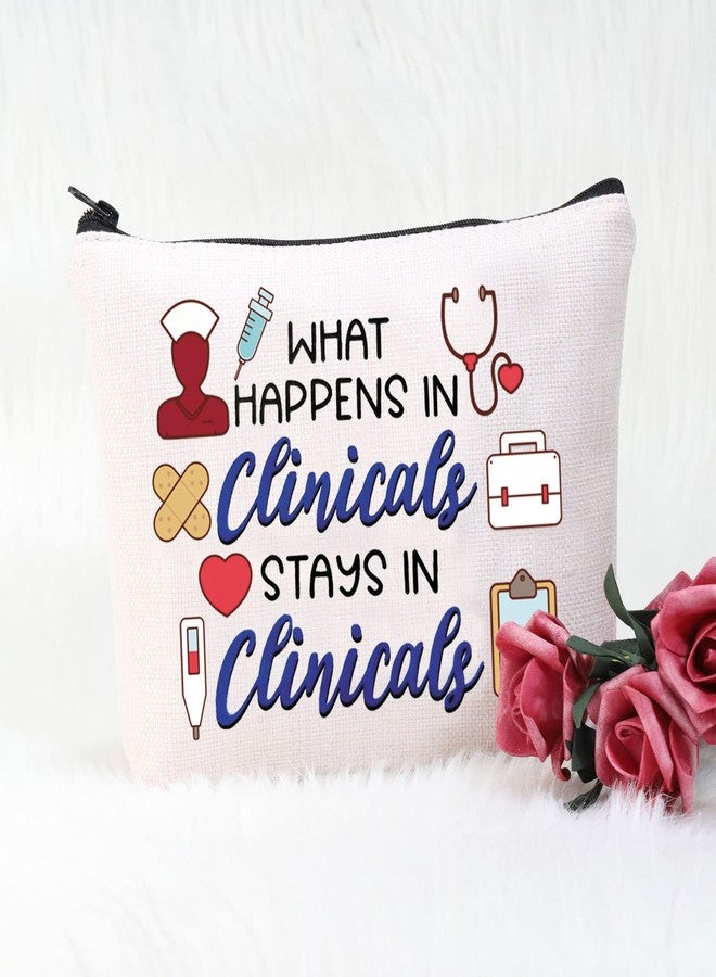 POFULL Nursing Clinical Instructor Gift What Happens in Clinicals Stays in Clinicals Cosmetic Bag Medical Gift (What Happens bag) - Image 4
