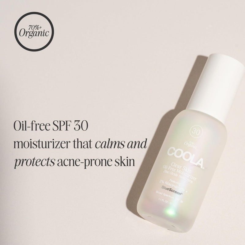 COOLA Clear Skin Oil-Free Moisturizer with SPF 30, Dermatologist Tested Sunscreen with Niacinimide and Centella Asiatica, 1.1 Fl Oz - Image 2