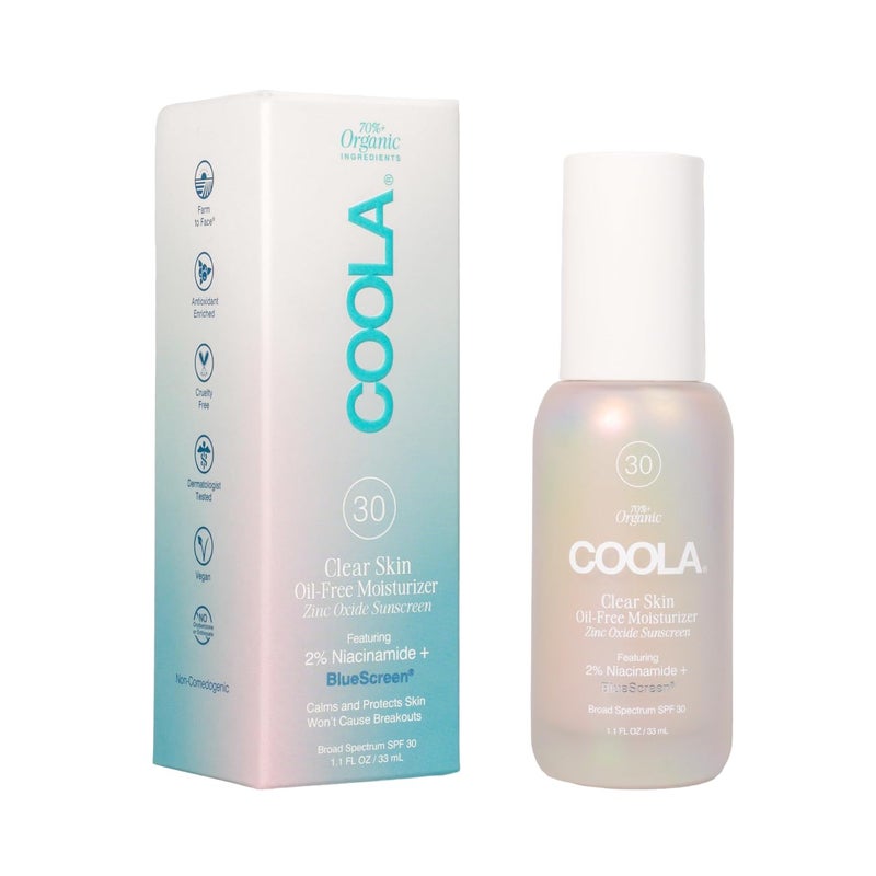 COOLA Clear Skin Oil-Free Moisturizer with SPF 30, Dermatologist Tested Sunscreen with Niacinimide and Centella Asiatica, 1.1 Fl Oz - Image 1