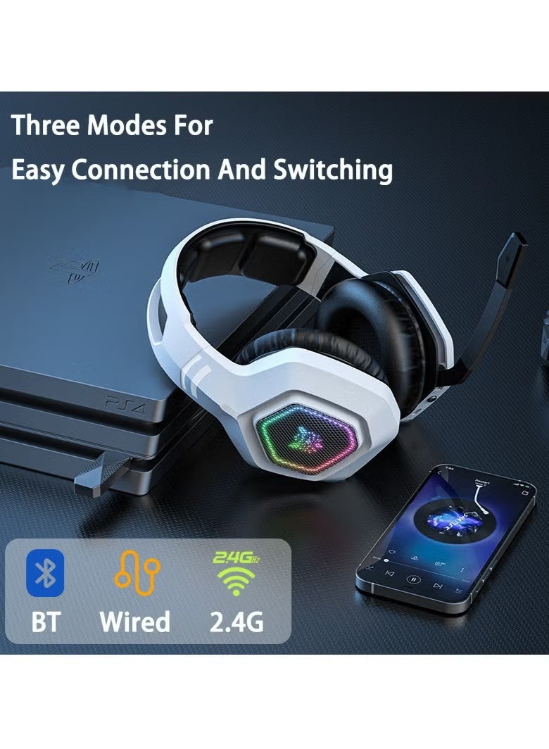 onikuma B100 Professional Gaming Headset 2.4G/Bluetooth/Wired Headset for PC/PS4/PS5/XOne/XSeries/Nintendo Switch/Mobile White - Image 2