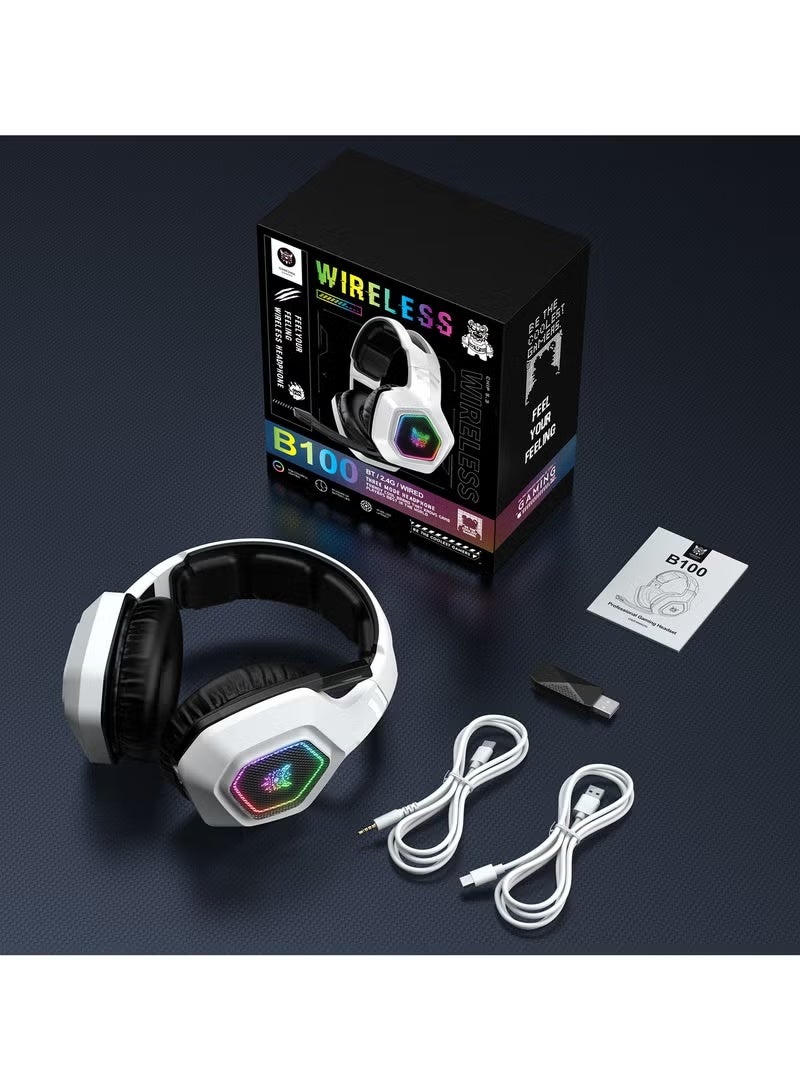 onikuma B100 Professional Gaming Headset 2.4G/Bluetooth/Wired Headset for PC/PS4/PS5/XOne/XSeries/Nintendo Switch/Mobile White - Image 3