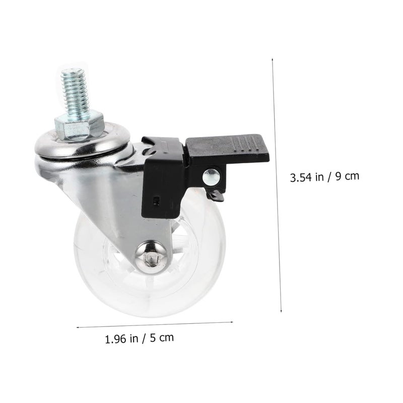 PartyKindom 5pcs Heavy Duty Swivel Caster Wheels with Brake Smooth Gliding No Noise PU Furniture Replacement Wheels - Image 5