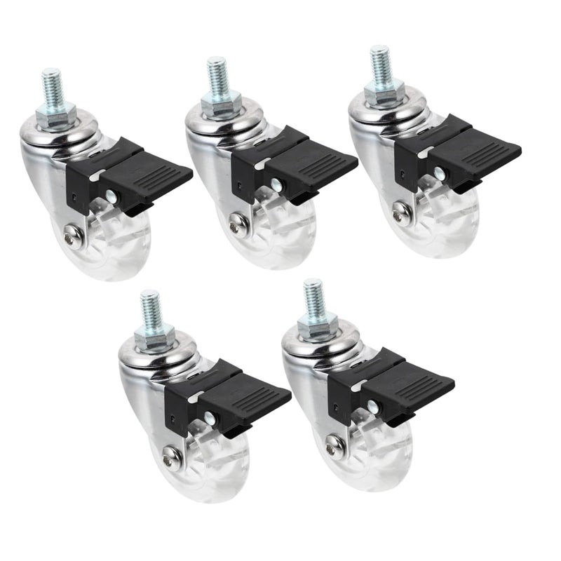 PartyKindom 5pcs Heavy Duty Swivel Caster Wheels with Brake Smooth Gliding No Noise PU Furniture Replacement Wheels - Image 1