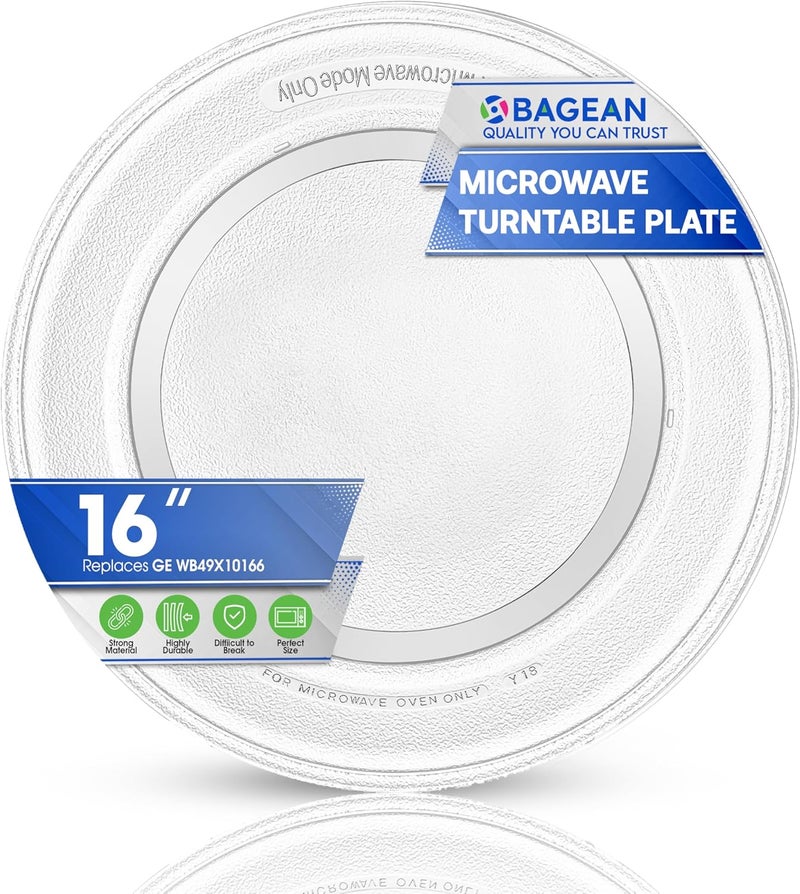 Bagean Microwave Plate Replacement 16 inch Fits WB49X10166 GE Microwave Turntable Plate - Exactly Replaces Rotating Replacement Microwave Glass Plate - Oven Dish Tray For Better Reheating and Cooking - Image 1