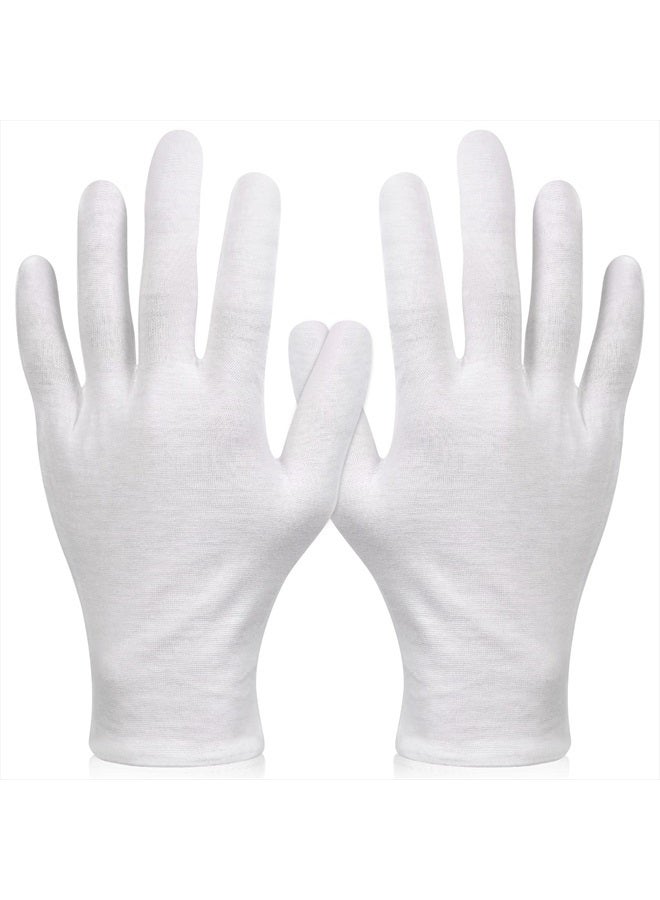 Paxcoo 6 Pairs XL White Cotton Gloves for Dry Hand Moisturizing Cosmetic Eczema Hand Spa and Coin Jewelry Inspection