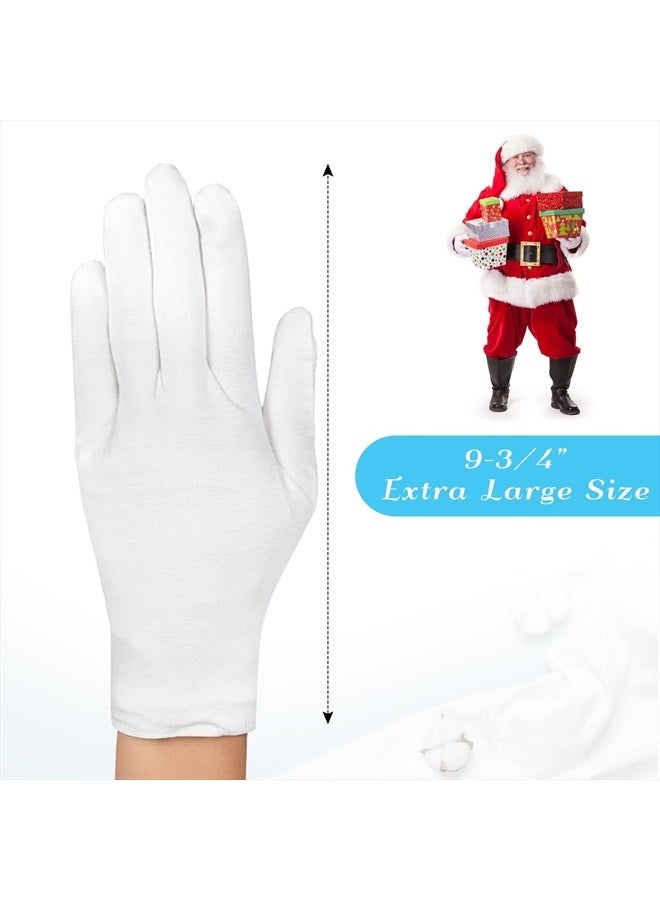 Paxcoo 6 Pairs XL White Cotton Gloves for Dry Hand Moisturizing Cosmetic Eczema Hand Spa and Coin Jewelry Inspection