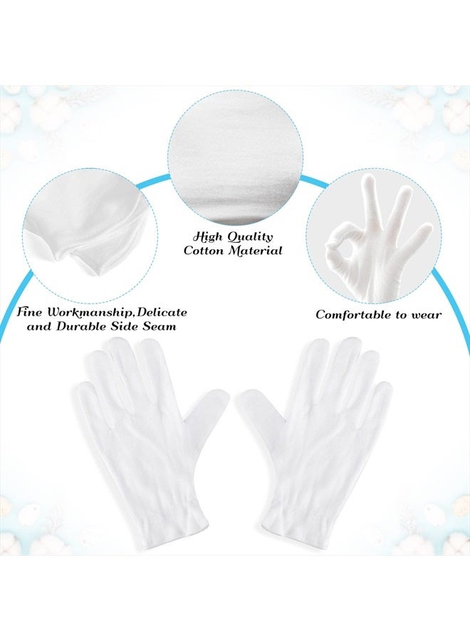Paxcoo 6 Pairs XL White Cotton Gloves for Dry Hand Moisturizing Cosmetic Eczema Hand Spa and Coin Jewelry Inspection