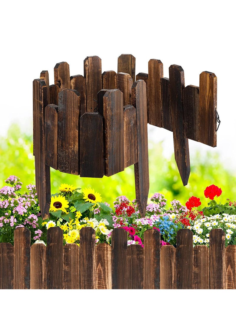 LINGWEI Wooden Picket Fence Brown 120x30cm - Image 1