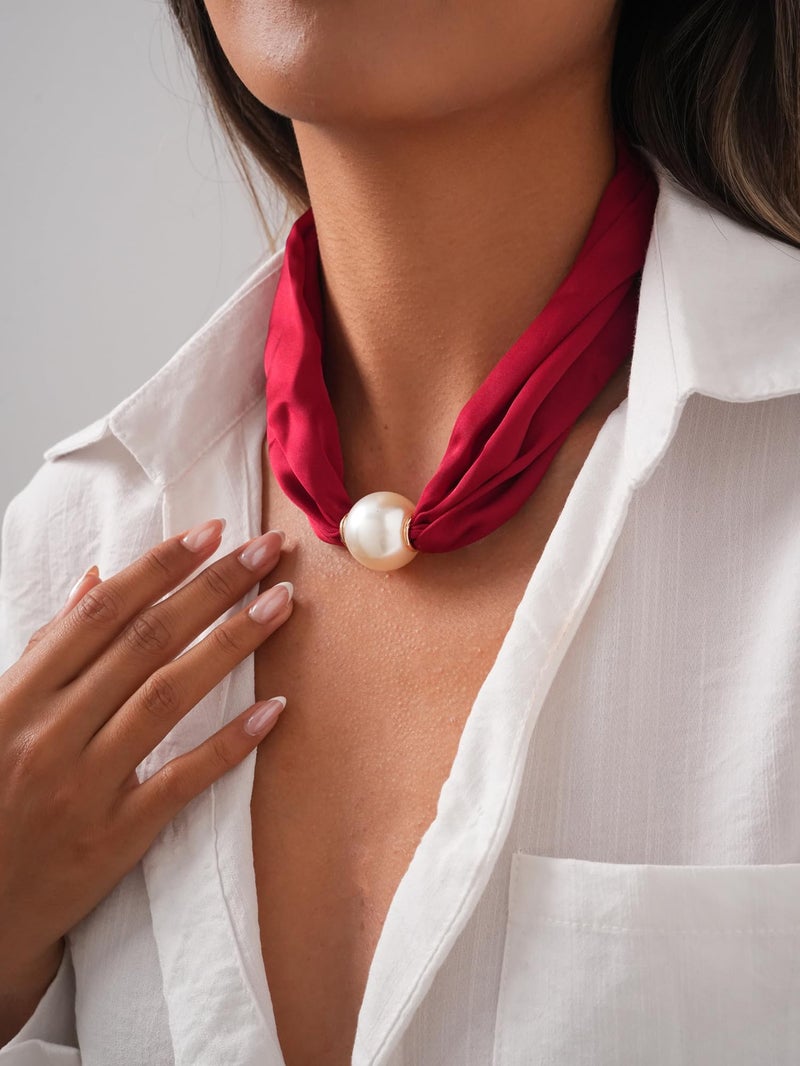 MIFYNN Red Silk Scarf Necklace for Woman Trendy Boho Scarf Necklace with Charm Western Country Cowgirl Cowboy Jewelry Gift - Image 3