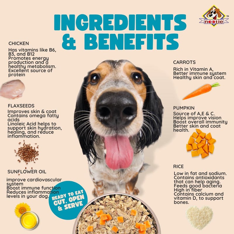 Nootie Freshly Wholesome Meal All Natural Wet Dog Food | Gluten Free I Non Vegetarian | Human Grade Ingredients, Made with Real Chicken-300g (Chicken Pulao) - Image 2