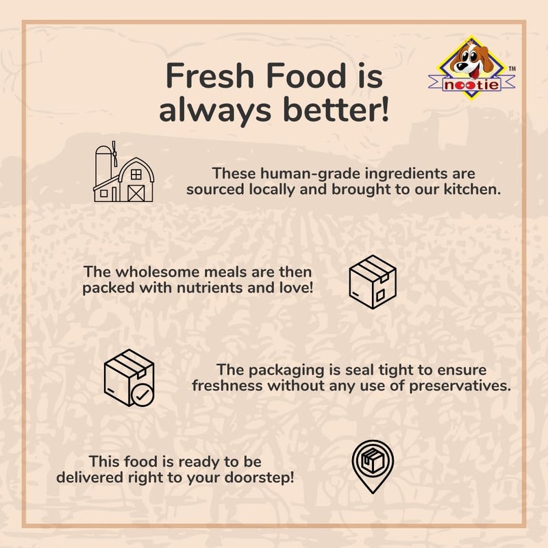 Nootie Freshly Wholesome Meal All Natural Wet Dog Food | Gluten Free I Non Vegetarian | Human Grade Ingredients, Made with Real Chicken-300g (Chicken Pulao) - Image 4