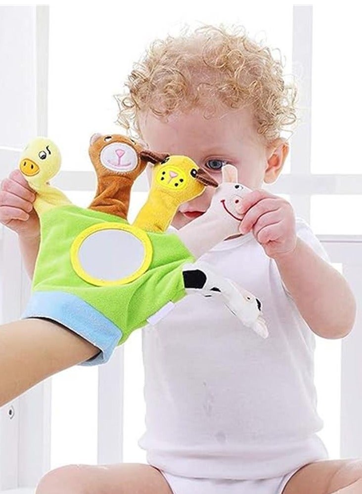 Bear Hand Finger Plush Puppets Glove, Animal Finger Puppet for Children Early Education Toys for New Born Baby(Green) - Image 4