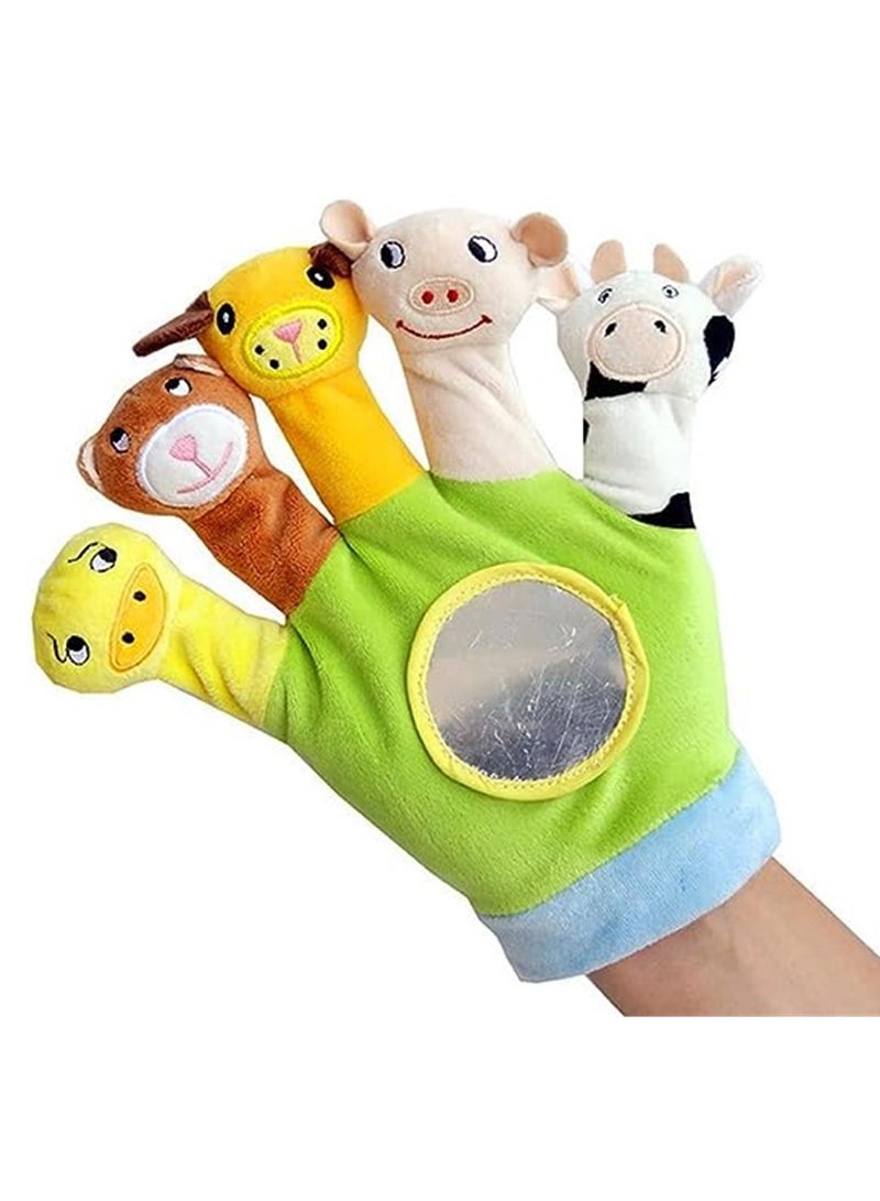 Bear Hand Finger Plush Puppets Glove, Animal Finger Puppet for Children Early Education Toys for New Born Baby(Green) - Image 2