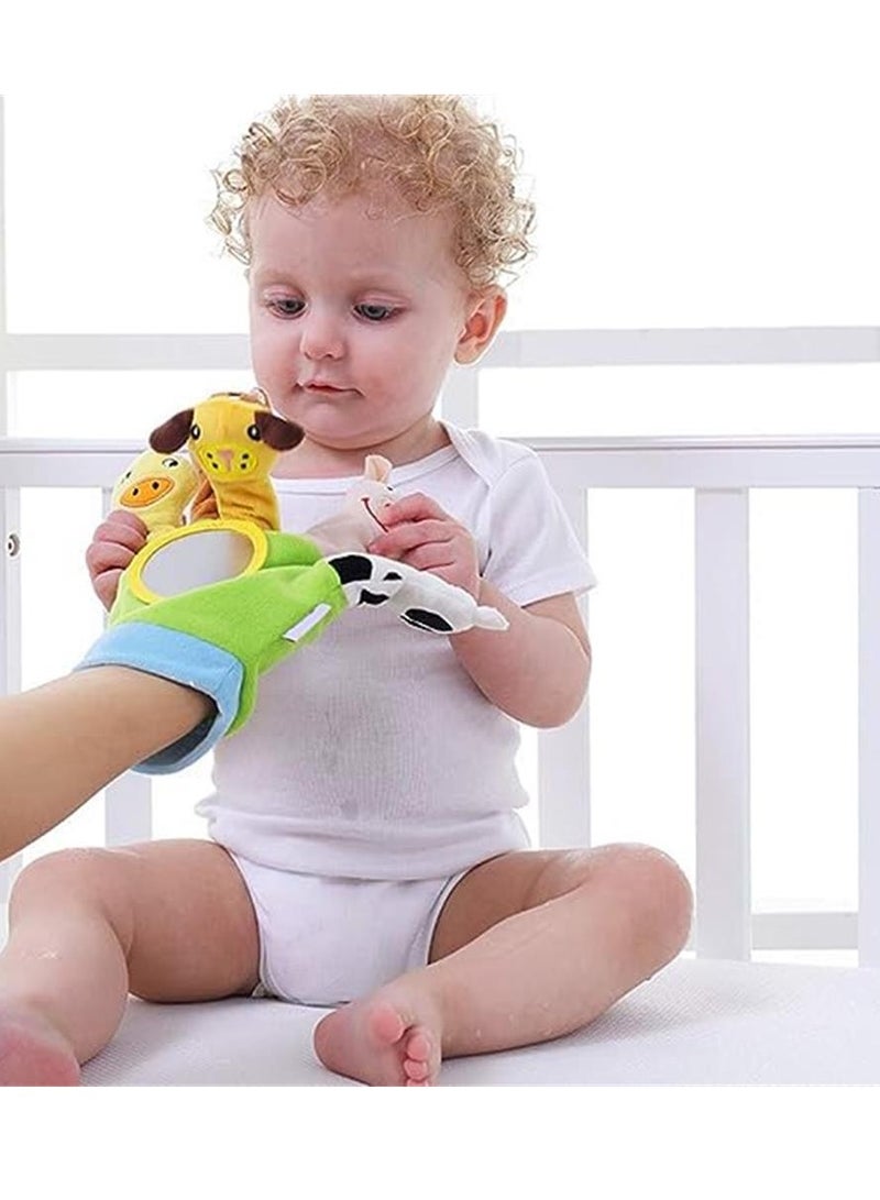 Bear Hand Finger Plush Puppets Glove, Animal Finger Puppet for Children Early Education Toys for New Born Baby(Green) - Image 3