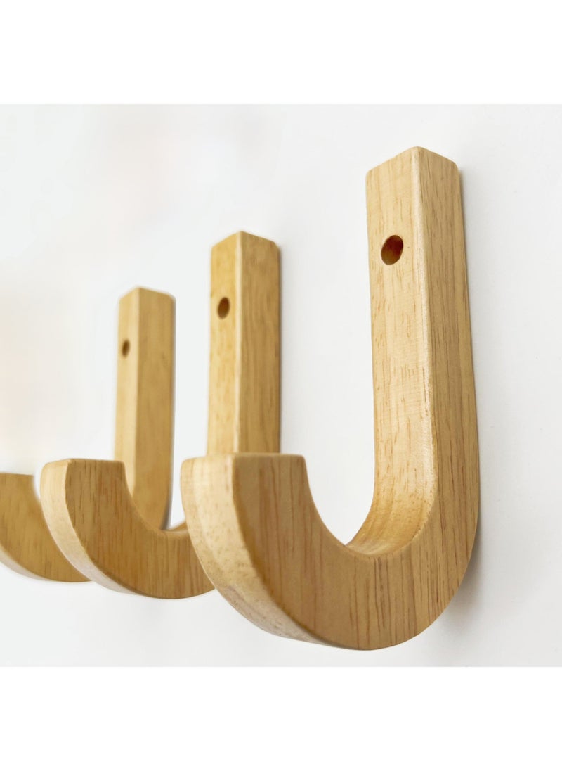 1 x 5 pcs Creative Solid Wood Wall Hooks for Home Entryway Style 2 (single without nails)