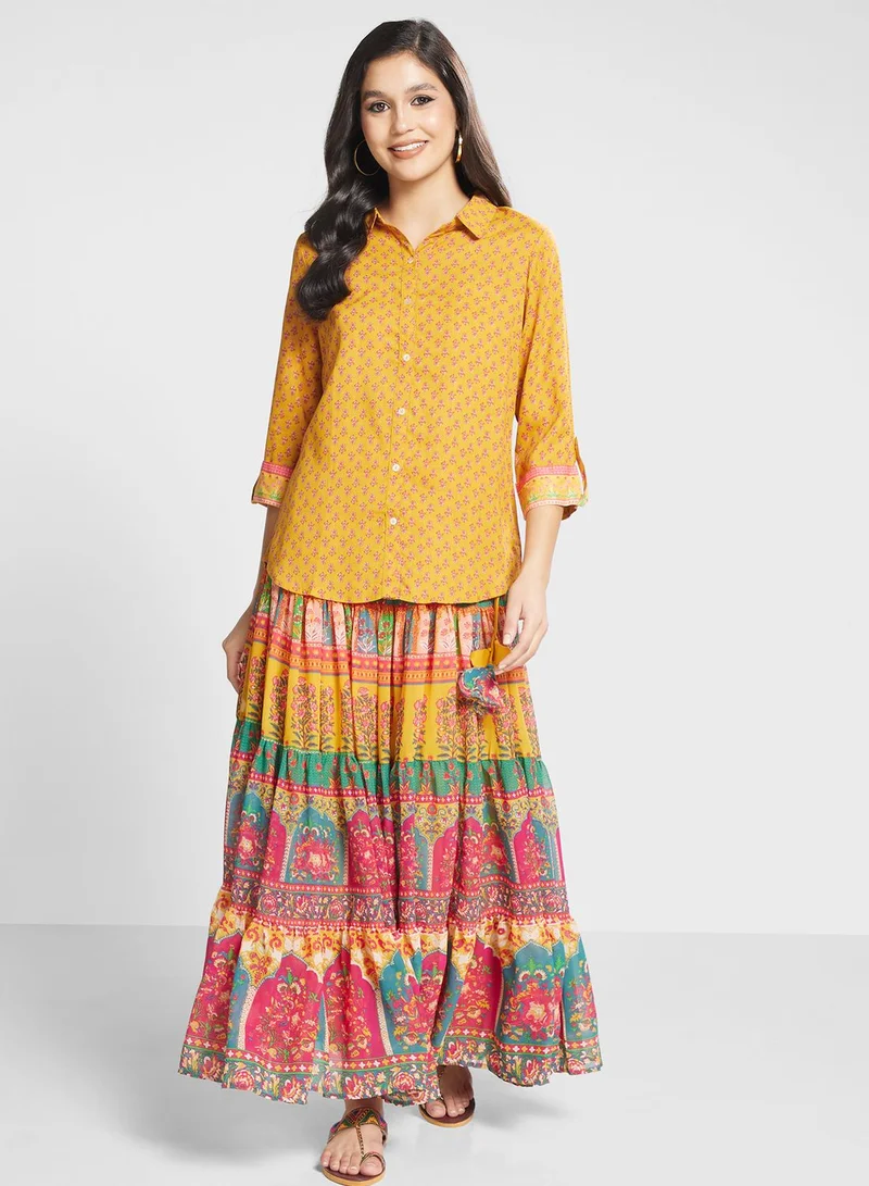 Biba Shirt With Skirt Set