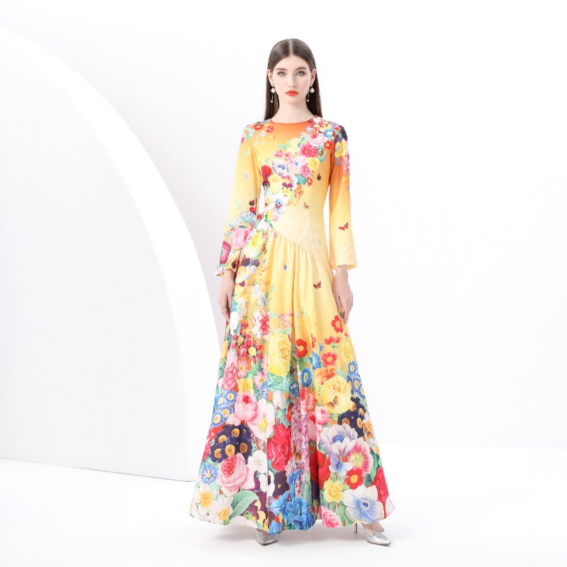 Generic 2025 Early Spring-Elegant Retro Round Neck Lantern Sleeve Wave ...