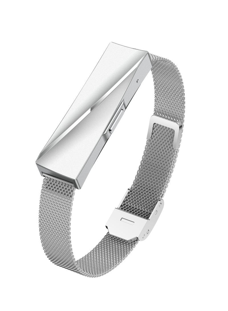 لييج سوار ذكي مقاوم للماء بخاصية التفاعل بين الزوجين للرجال والسيدات، عداد الخطوات، مراقبة الصحة، جهاز تتبع اللياقة البدنية الرياضي مع حزام فضي مزدوج قابل للاستبدال - Image 2