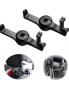 BIGTHREE 2 in 1 Car Hooks, Car Bag Hook with Headrest Phone Holder, 360°Rotatable Car Headrest Hooks, Car Accessories Purse Hook, Car Seat Storage Hook for Cloth Grocery Bag, Handbag, Black 2PCS  - Image 1